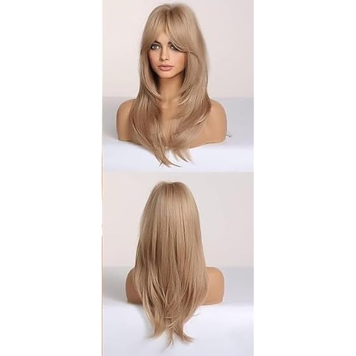DILLARDS Long Blonde Wigs For Women Ombre Synthetic Wigs With Bangs Heat Resistant Straight - Image 1